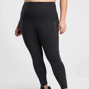 Athleta Rainier Tight Fleece Leggings Yoga Fitness Gym Pant Plus Size 2X Black